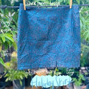 Forever 21 Teal Black Pattern Skirt